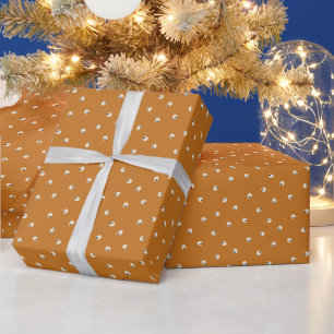 Random Cute Kawaii Skull Dots orange Wrapping Paper