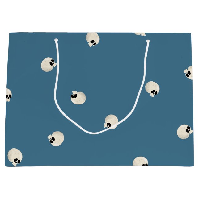 Random Cute Kawaii Skull Dots pale blue Large Gift Bag (Front)