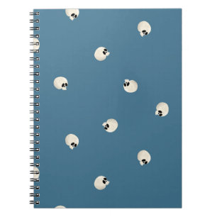 Random Cute Kawaii Skull Dots pale blue Notebook