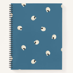 Random Cute Kawaii Skull Dots pale blue Notebook
