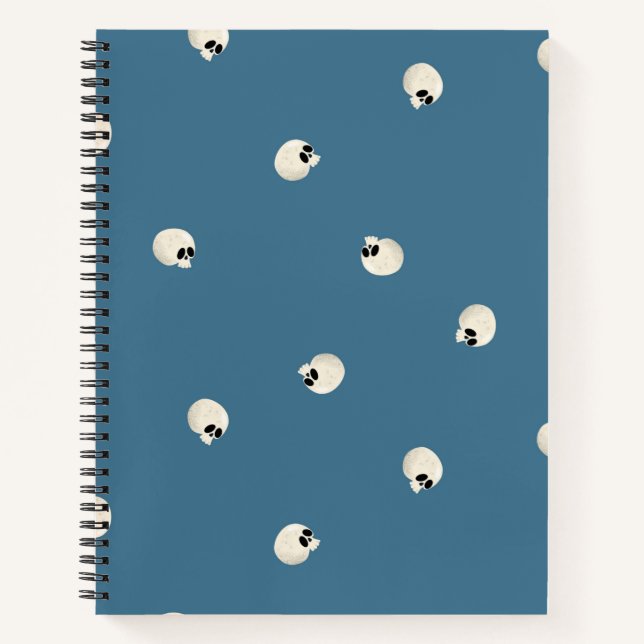 Random Cute Kawaii Skull Dots pale blue Notebook (Front)