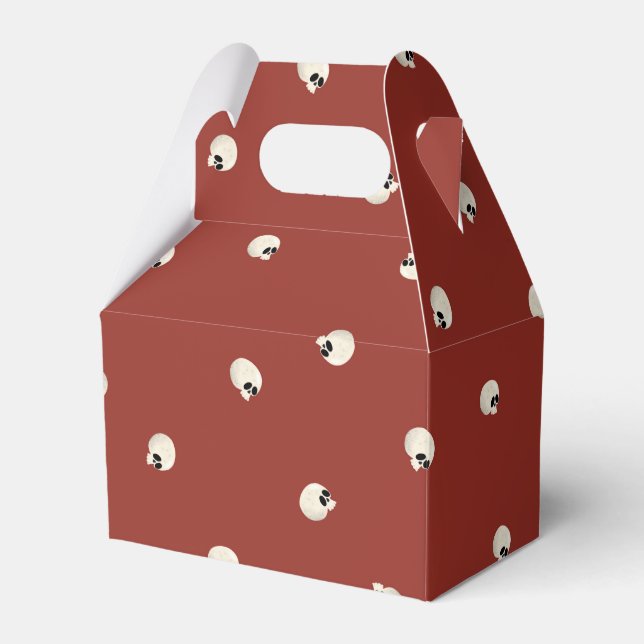 Random Cute Kawaii Skull Dots red Favour Box (Front Side)
