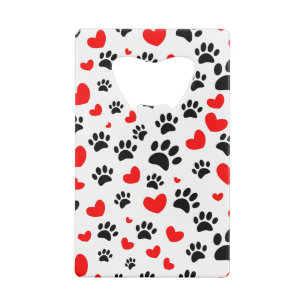 Random Dog Paw Prints And Red Hearts