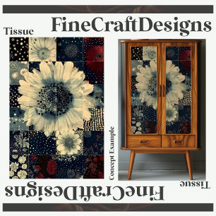 Random Floral Tile Collage Decoupage Left 152 Tissue Paper