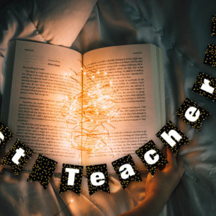 Random Gold Dot Pattern Best Teacher Bunting