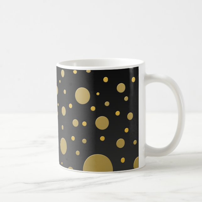 Random Gold Dots on Black Coffee Mug (Right)