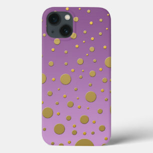 Random Gold Dots on Purple Design iPhone 13 Case