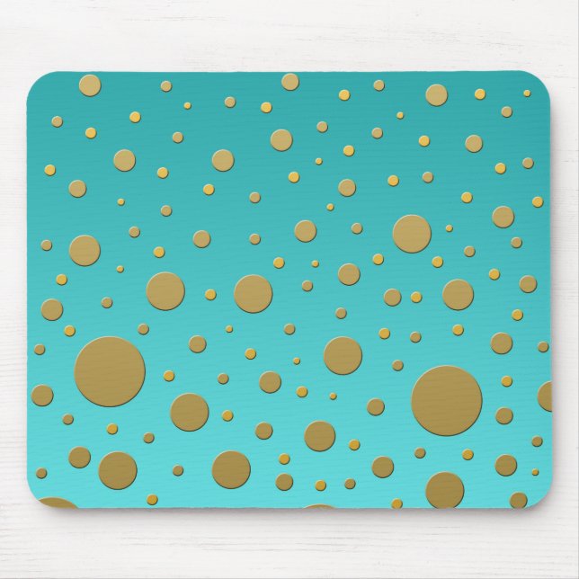 Random Gold Dots on Turquoise Modern Pattern Mouse Mat (Front)