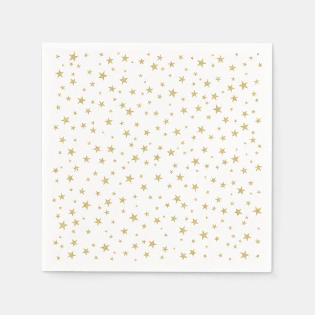Random Gold Star Pattern | Party Paper Napkin (Front)