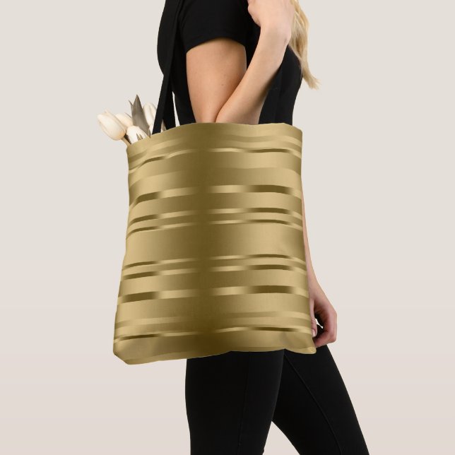 Random Gold Stripes Pattern Tote Bag (Close Up)