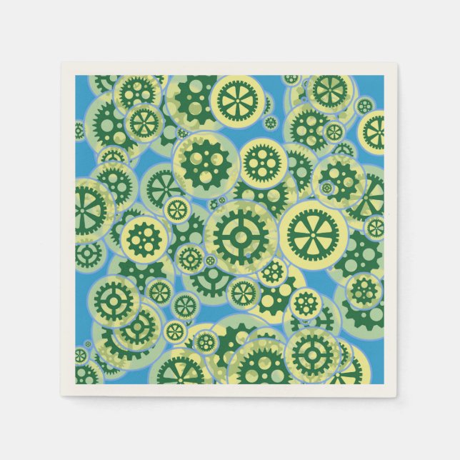 Random green gearwheels napkin (Front)