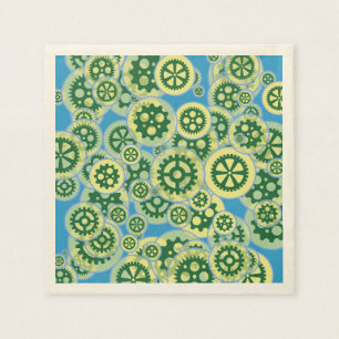 Random green gearwheels napkin