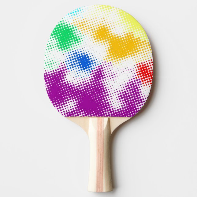 Random halftone colourful background ping pong paddle (Front)