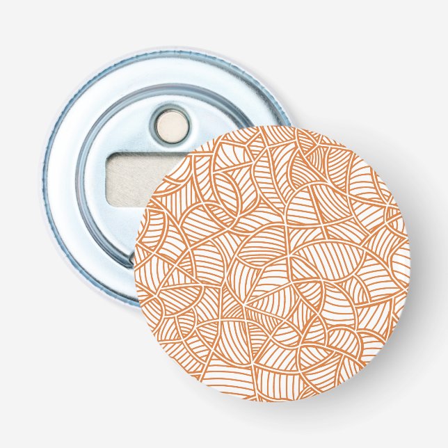 Random Leaf Mosaic Dark Orange Bottle Opener (Front)