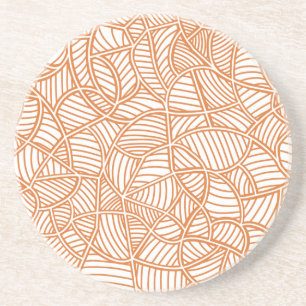 Random Leaf Mosaic Dark Orange Coaster