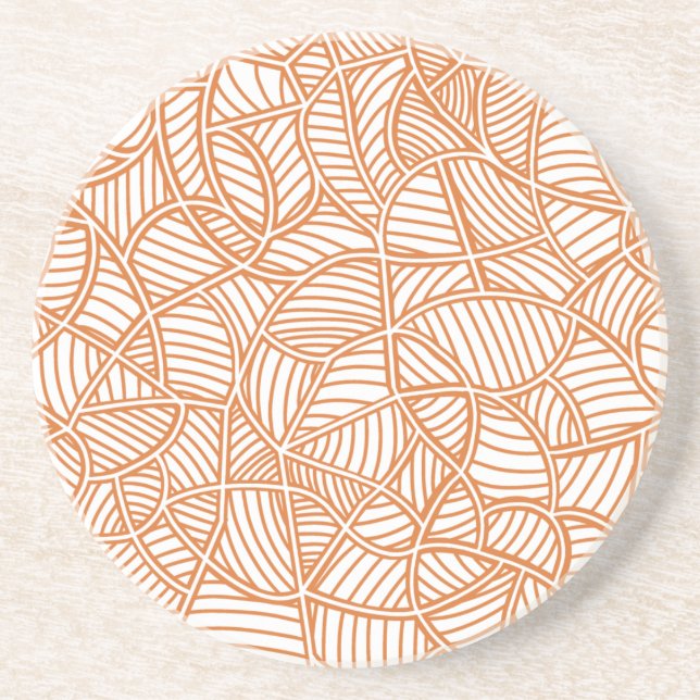 Random Leaf Mosaic Dark Orange Coaster (Front)