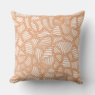 Random Leaf Mosaic Dark Orange Cushion