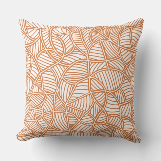Random Leaf Mosaic Dark Orange Cushion (Front)