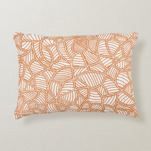 Random Leaf Mosaic Dark Orange Decorative Cushion