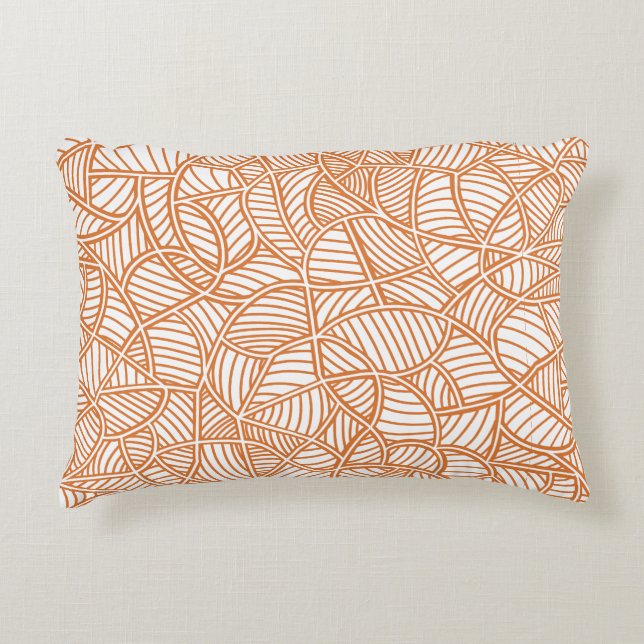 Random Leaf Mosaic Dark Orange Decorative Cushion (Front)