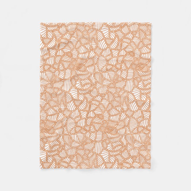 Random Leaf Mosaic Dark Orange Fleece Blanket (Front)