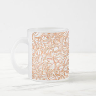 Random Leaf Mosaic Dark Orange Frosted Glass Coffee Mug