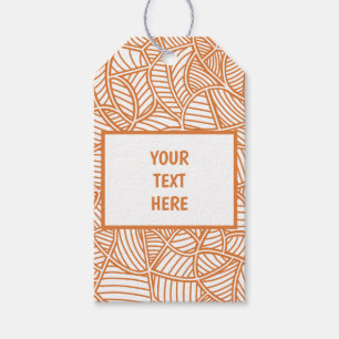 Random Leaf Mosaic Dark Orange Gift Tags