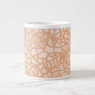 Random Leaf Mosaic Dark Orange Large Coffee Mug