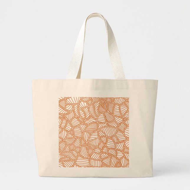 Random Leaf Mosaic Dark Orange Large Tote Bag (Front)