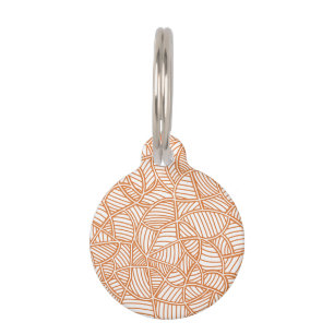 Random Leaf Mosaic Dark Orange Pet Tag