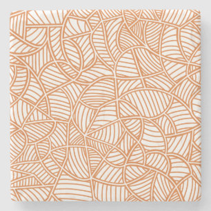 Random Leaf Mosaic Dark Orange Stone Coaster