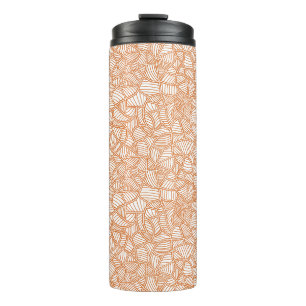Random Leaf Mosaic Dark Orange Thermal Tumbler