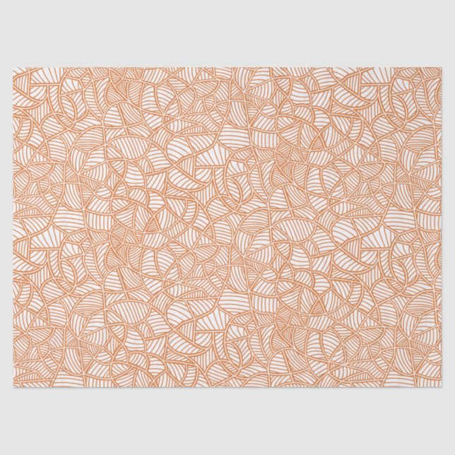 Random Leaf Mosaic Dark Orange Tissue Paper (Front)