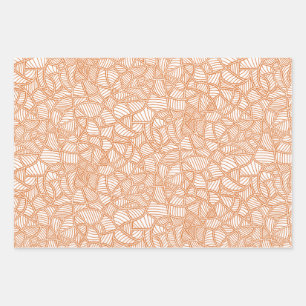 Random Leaf Mosaic Dark Orange Wrapping Paper Sheet