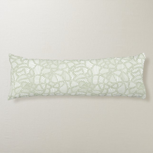 Random Leaf Mosaic Pale Green Body Cushion (Front)