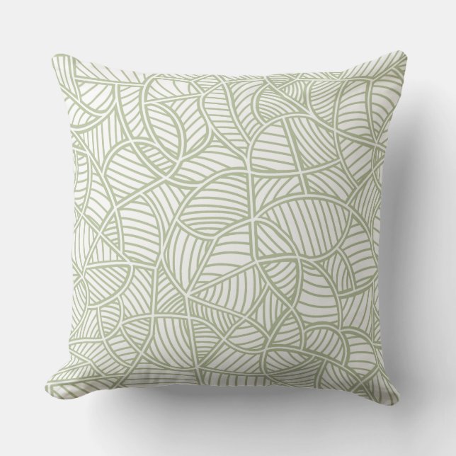 Random Leaf Mosaic Pale Green Cushion (Front)