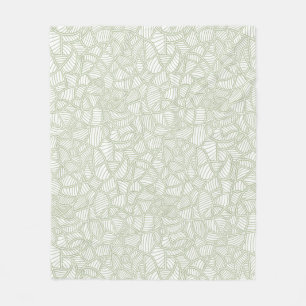 Random Leaf Mosaic Pale Green Fleece Blanket