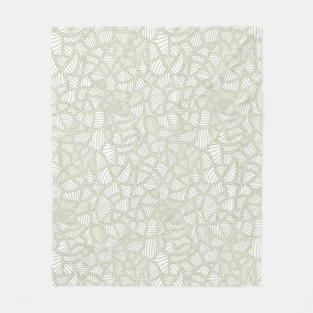Random Leaf Mosaic Pale Green Fleece Blanket (Front)