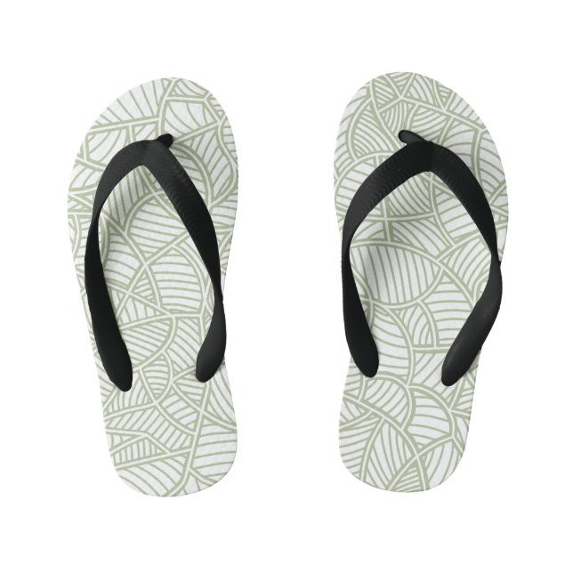 Random Leaf Mosaic Pale Green Kid's Flip Flops (Footbed)