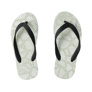 Random Leaf Mosaic Pale Green Kid's Flip Flops