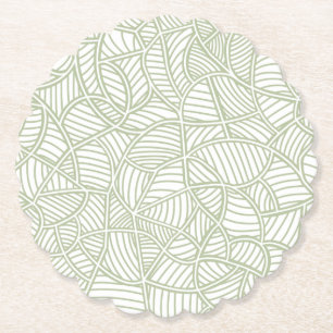 Random Leaf Mosaic Pale Green Paper Coaster