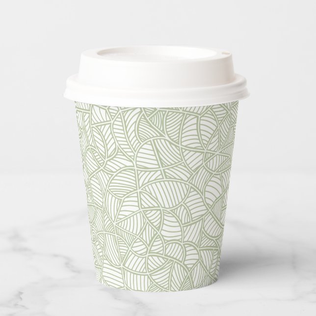 Random Leaf Mosaic Pale Green Paper Cups (Front)