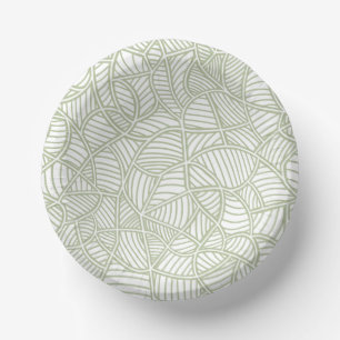 Random Leaf Mosaic Pale Green Paper Plate
