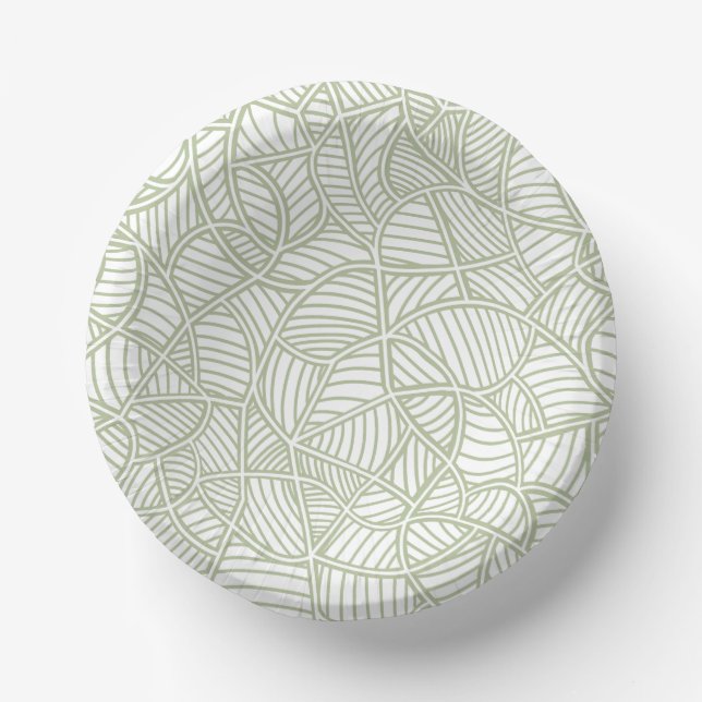 Random Leaf Mosaic Pale Green Paper Plate (Front)