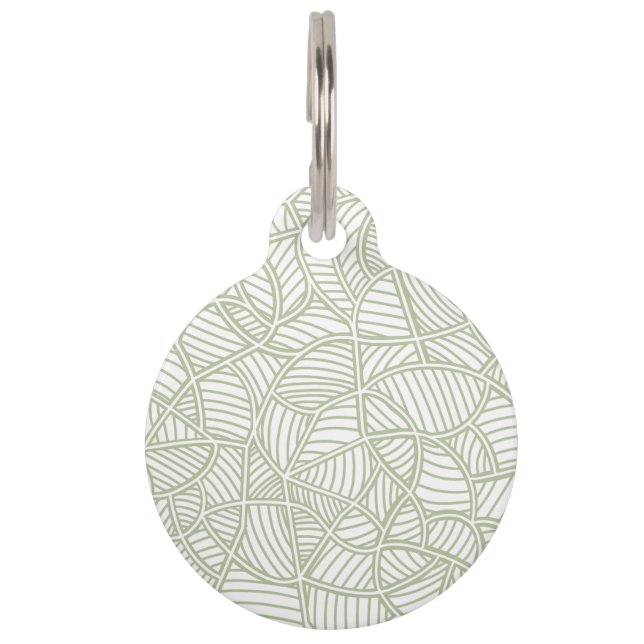Random Leaf Mosaic Pale Green Pet Tag (Front)