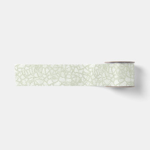 Random Leaf Mosaic Pale Green Satin Ribbon