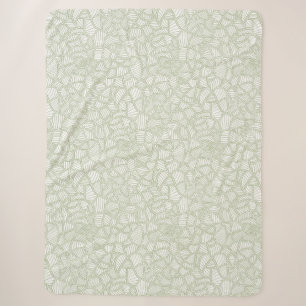 Random Leaf Mosaic Pale Green Sherpa Blanket