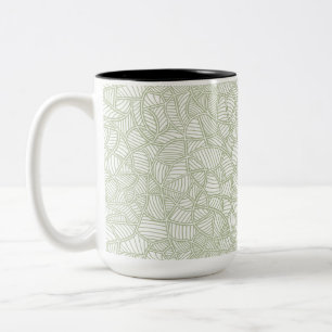 Random Leaf Mosaic Pale Green Two-Tone Coffee Mug