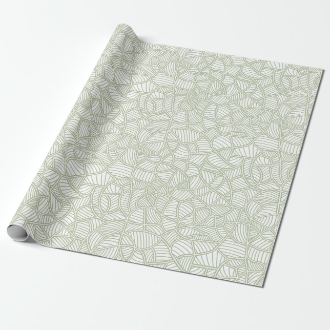 Random Leaf Mosaic Pale Green Wrapping Paper (Unrolled)