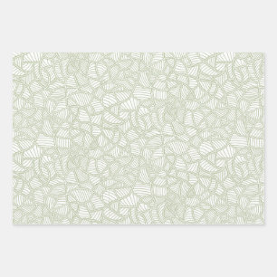 Random Leaf Mosaic Pale Green Wrapping Paper Sheet